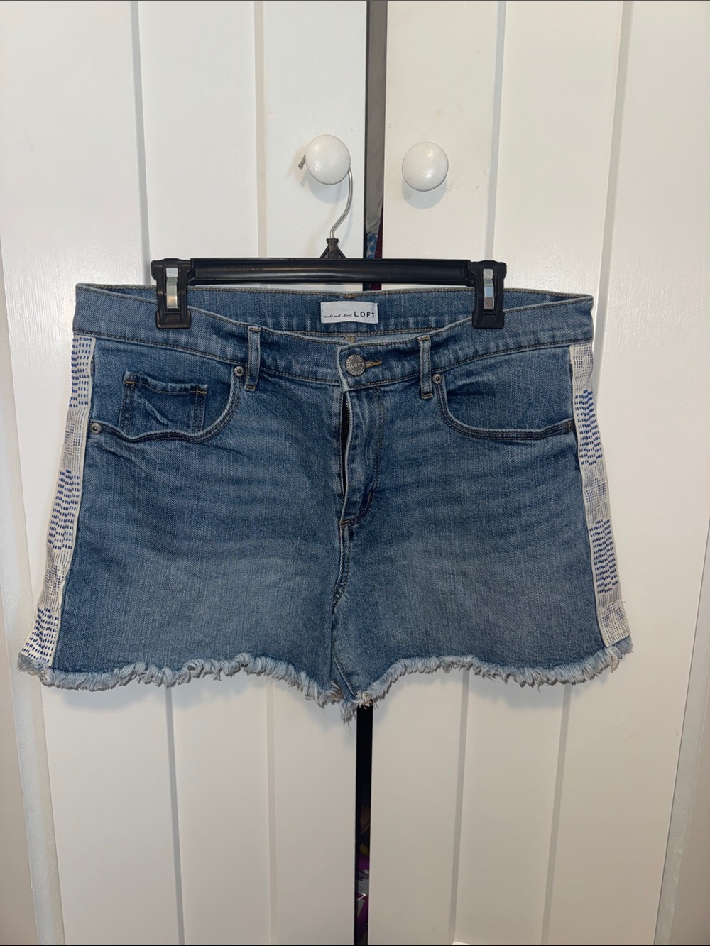 LOFT Blue Denim Shorts with Embroidery Size 10 / 30